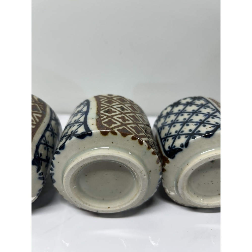 3 Vintage Takahashi San Francisco Japanese Small Pottery Tea Cup - Picture 5 of 8
